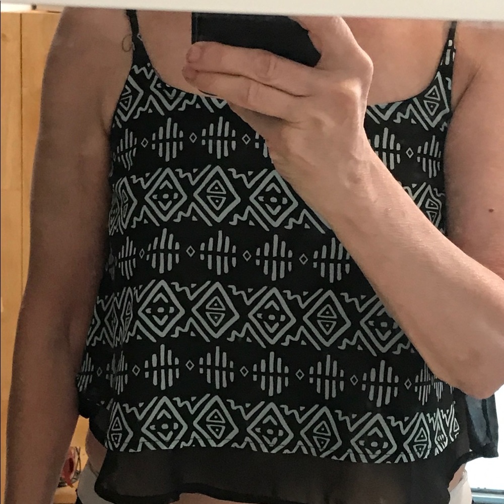 Rue 21 Black/Blue Crop Top Adjustable Straps Size M NWT
